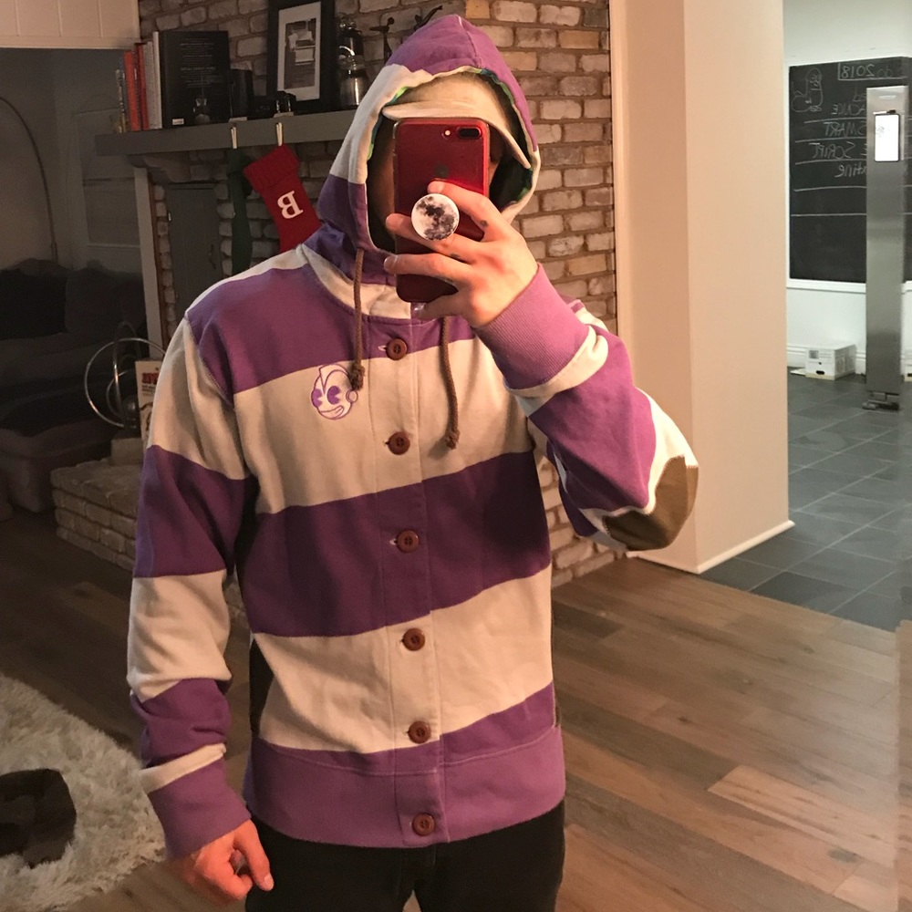 Purple and White Striped Men's Sweater